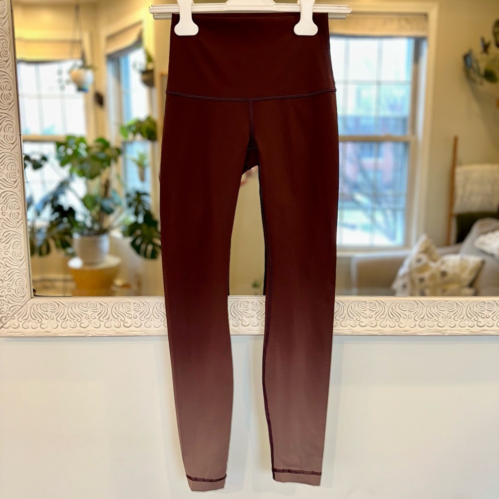 Lululemon Limited Edition Ombre Wunder Under Hi-Rise Maroon / Burgundy Pants 4 - Picture 5 of 12